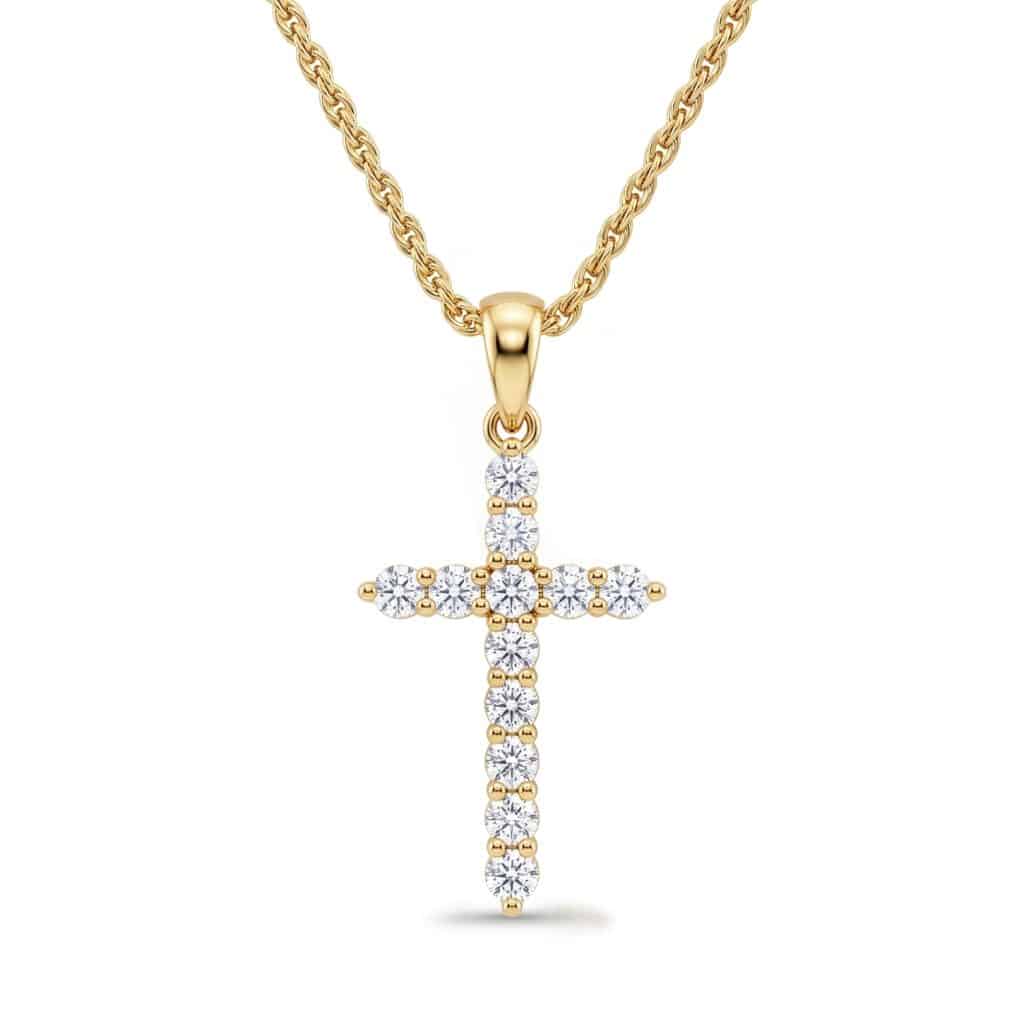 Yellow gold diamond cross