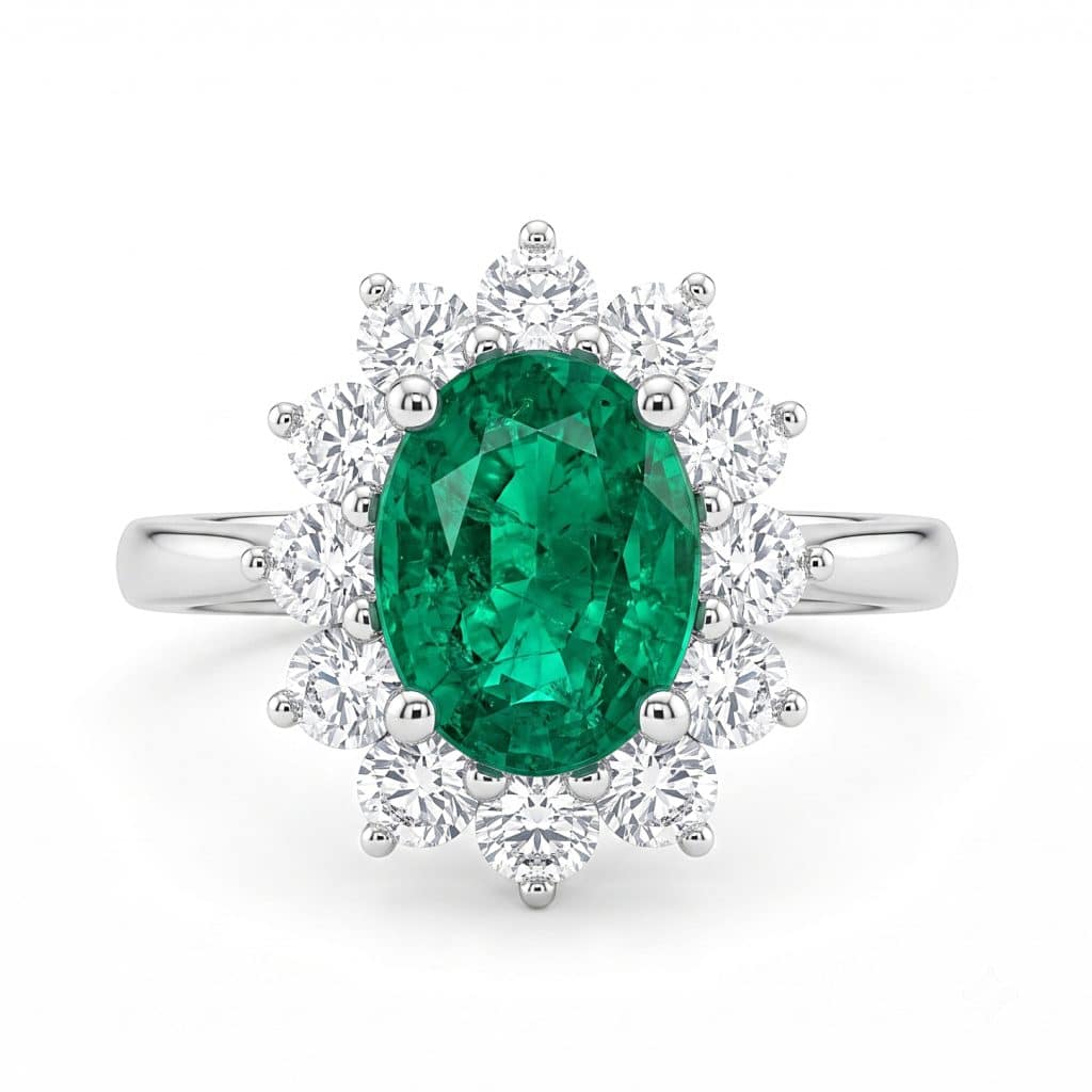 Emerald and diamond ring
