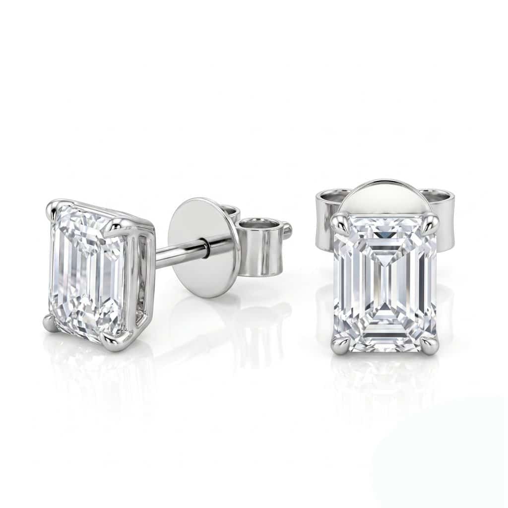 Emerald cut studs