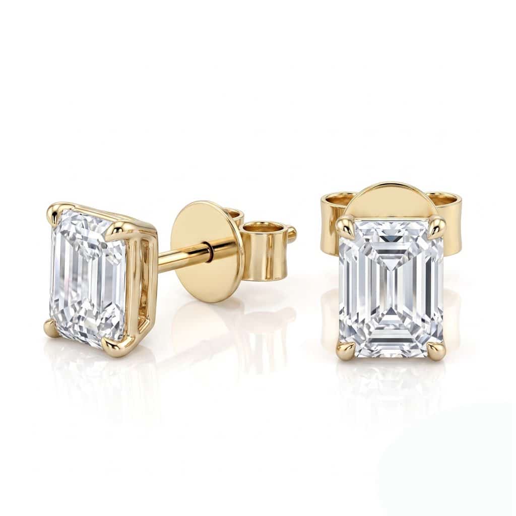 Emerald cut studs