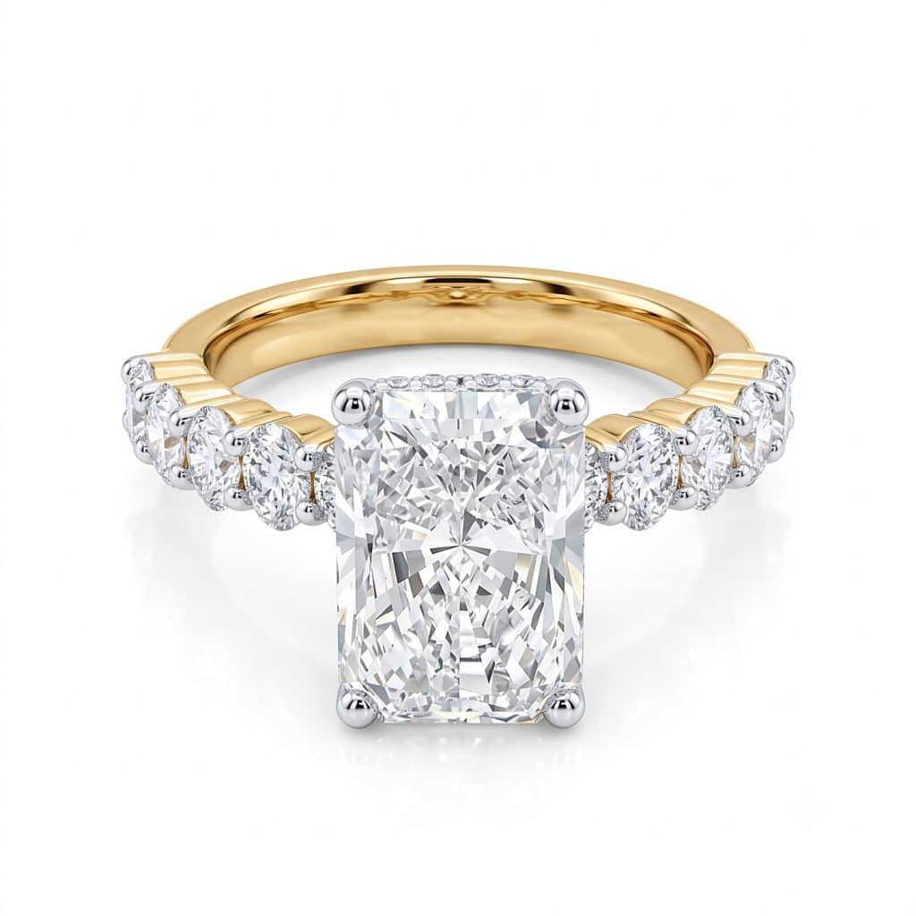 Radiant cut diamond engagement ring