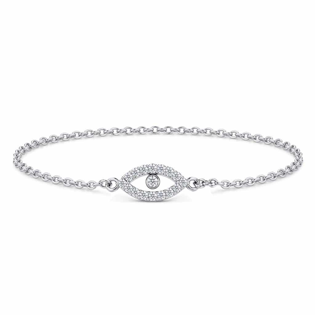 Evil eye bracelet in 18ct white gold with lab diamonds