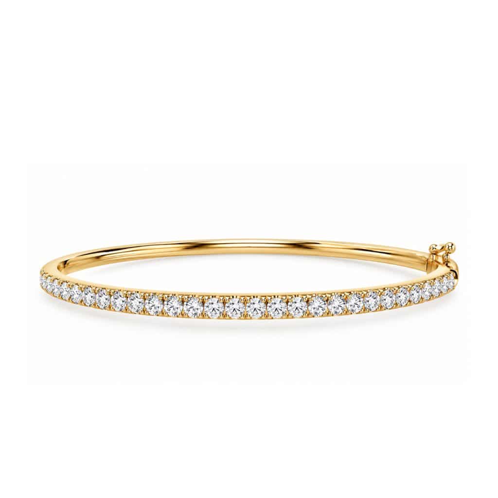 Gold diamond bangle in 18ct yellow gold with 0.90ct natural diamonds